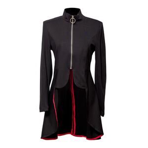 Patrizia Luca Women's High Low Front Zipper Black Tailcoat Jacket Size L NWT